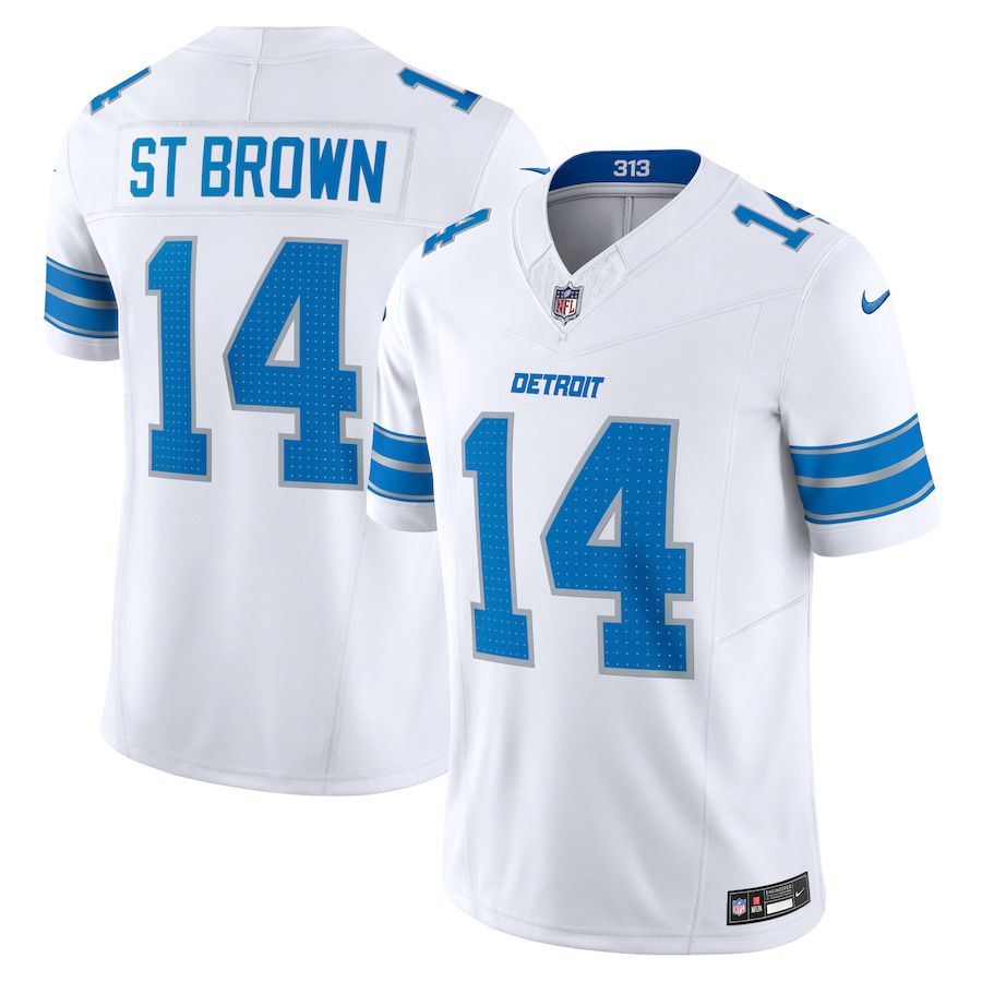 Men Detroit Lions #14 Amon-Ra St. Brown Nike White Vapor F.U.S.E. Limited NFL Jersey